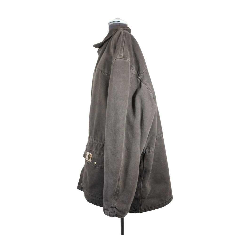 Carhartt men's vintage moss sandstone wash quilt lined long barn chore coat - Picture 2 of 14